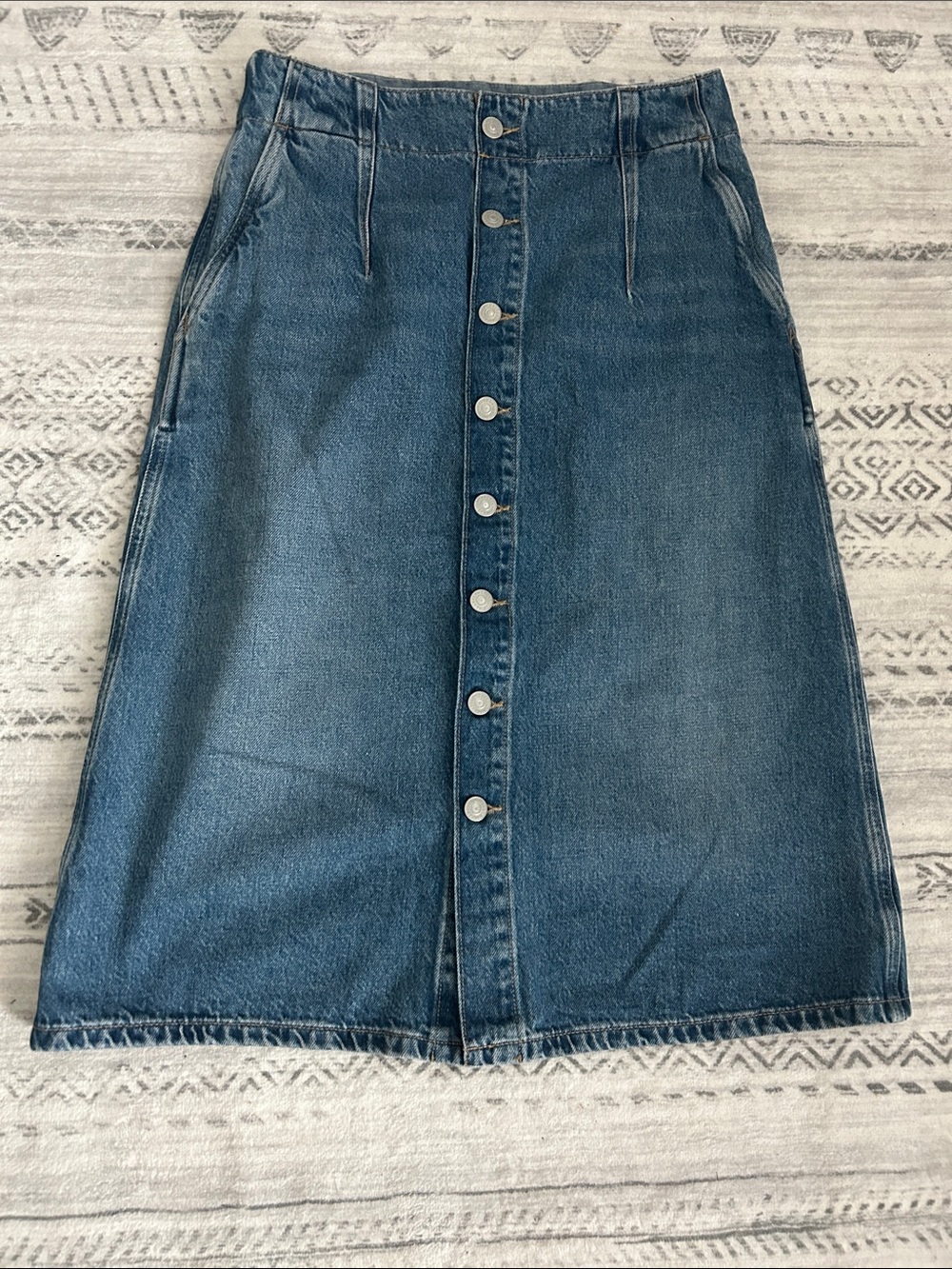 Polo by Ralph Lauren Button-Front Indigo Denim Midi Skirt